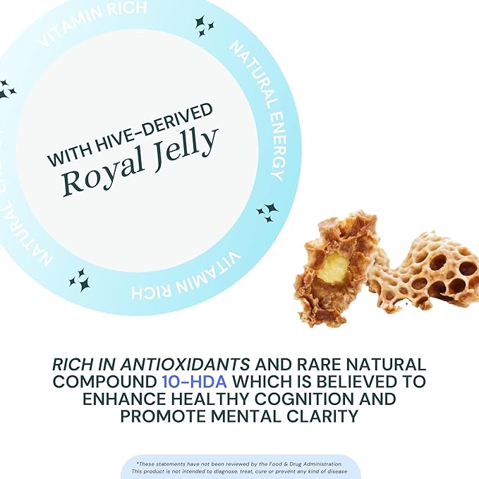 Dr Sosnowski's NeuroBee Brain Supplements with Royal Jelly, Lion's Mane + Reishi Mushroom | Energy, Mental Performance + Cognitive Function Support, 60ct