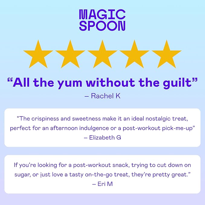 MAGIC SPOON Treats - High Protein Bars, Low Carb, Keto Friendly, Low Sugar, Crispy Cereal Bar, On-The-Go Healthy Snack (8 Bars, 2 each of Marshmallow, Chocolate PB, Blueberry Muffin, Double Chocolate)