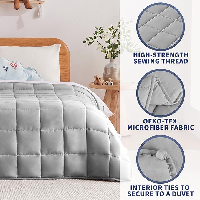 Weighted Blanket Kids (40"x60" 7lbs),Ultra Soft and Cozy Cooling Weighted Blanket Kids,Heavy Blanket with Machine Washable Soft Blanket, Stone Grey