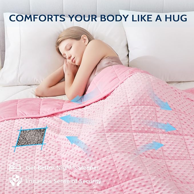 L'AGRATY Weighted Blanket - 36"x48" 3lbs Minky Dots Heavy Blanket with Glass Beads Soft Breathable for All-Season Summer Fall Winter Thick Comfort for Sleeping