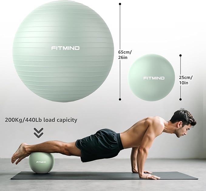 Exercise Balls Set 22-30 Inch & 9 Inch, Small Pilates Ball with Pump, Pregnancy Ball for Women, Yoga Balls for Exercise, Small Exercise Ball for Between Knees, Stability, Physio