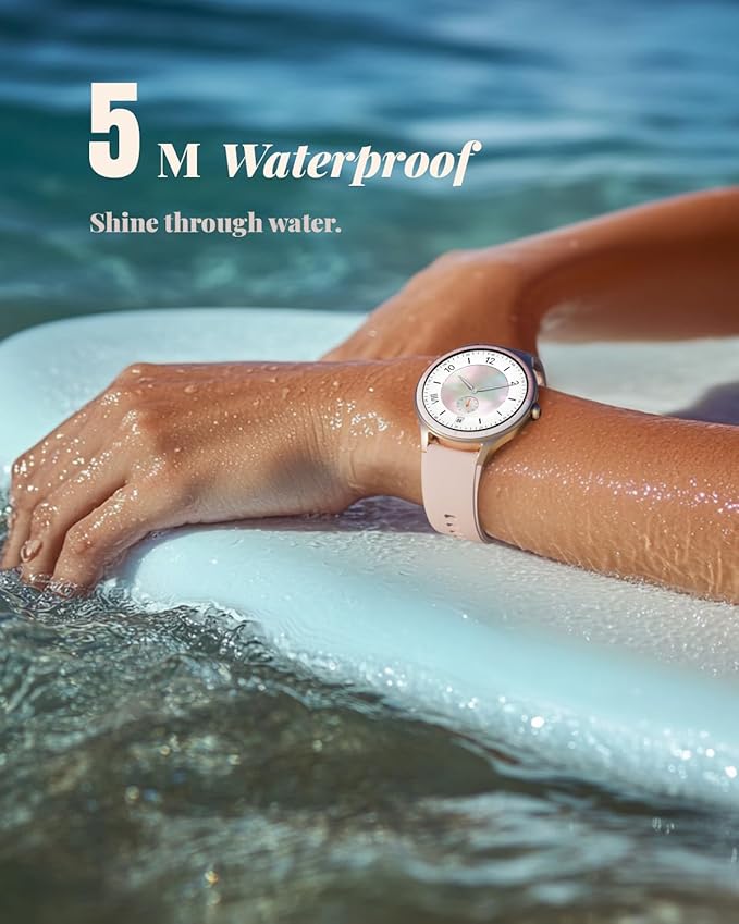 TOOBUR Smart Watch for Women, Smartwatch Compatible Android and iOS Phone, Answer/Make Calls, Fitness Tracker/Step Counter/Running Watch, Sleep/Heart Rate Monitor, 100 Sports, IP68 Waterproof, Pink