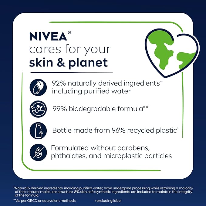 Nivea Men Maximum Hydration Body Wash for Dry Skin, Aloe Vera Enriched, 3-in-1 Moisturizing Body Wash, Face and Hair, Paraben Free, Vegan Formula, 30 Fl Oz Bottle