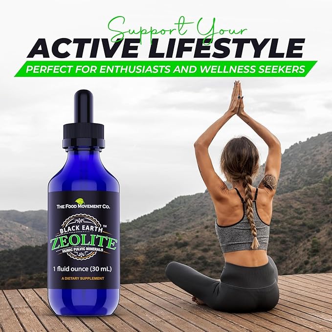 Black Earth Zeolite with Humic Fulvic Acids Trace Minerals for Adults and Kids for Detox, Gut Health and Immune Support - 2oz Liquid Drops Supplement