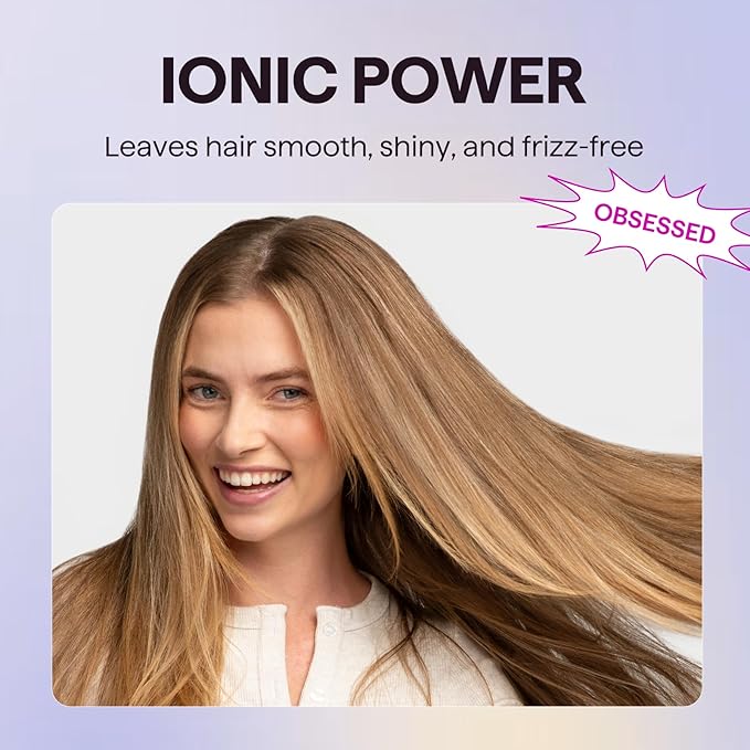 Wavytalk Hair Dryer with Diffuser, Blown Away Ionic Hair Dryer for Curly Hair, 1875W Fast Drying Blow Dryer with Ceramic Technology, 3 Attachments for All Hair Types, Light and Quiet, Sapphire Blue