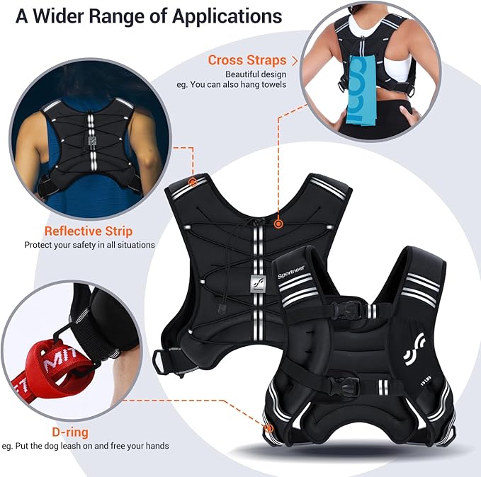 Sportneer Weighted Vest Woman: 8lb/12lb/15lb/20lb/25lb Weight Vest with Detachable Phone Bag, Adjustable Women Weighted Vest Rucking Vest for Walking Strength Training Muscle Building Weight Loss