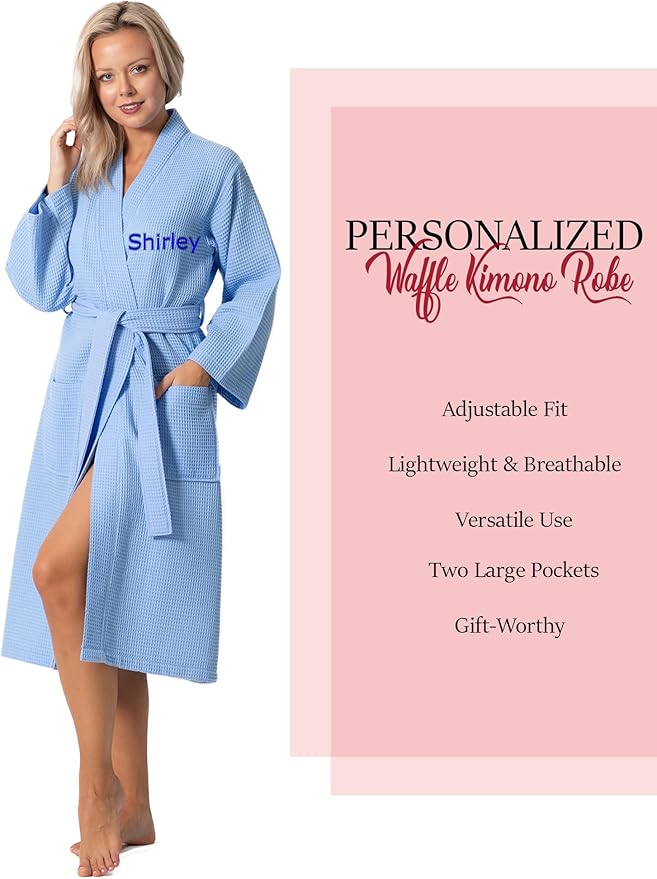 Waffle Knit Lightweight Kimono Spa & Bath Robes for Women - Quick Dry - Soft