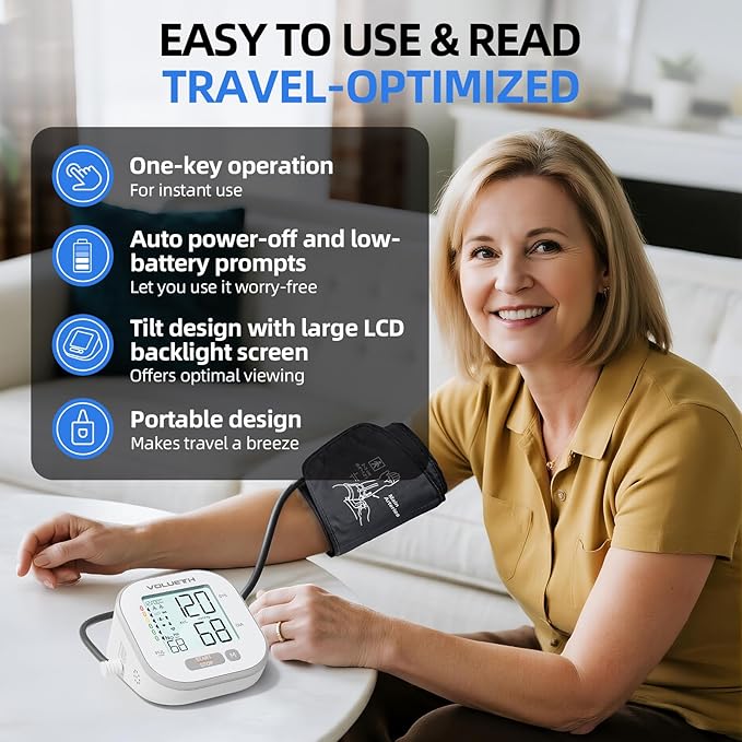 Blood Pressure Monitor for Home Use - 3 Size Cuffs, Small 6"-10", Medium/Large 9"-17" and Extra Large 13"-24", HSA FSA Eligible Items/Perfect for Family Health Monitoring