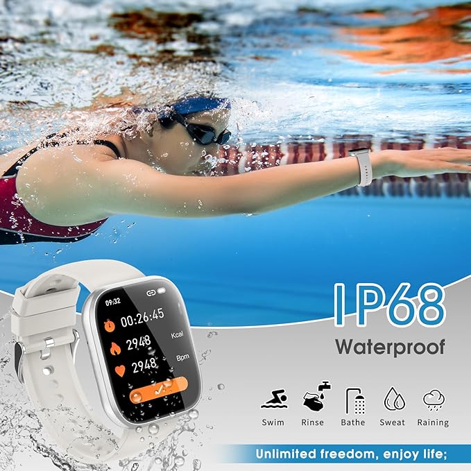 Smart Watch for Men Women Bluetooth Call, 2025 New 1.85" HD Smartwatch, Fitness Watch with 120+ Sport Modes, IP68 Waterproof, Heart Rate/Sleep Monitor, Pedometer, Activity Tracker for Android iOS