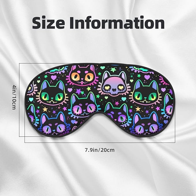 Sleep Eye Mask Cute Bright Neon Cat Sleep Mask for Women Men Comfortable Eye Mask with Adjustable Strap Soft Eye Cover Blindfold for Travel Yoga Nap Shift Work