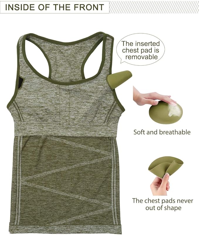 Disbest Yoga Tank Top, Women's Performance Stretchy Quick Dry Sports Workout Running Top Vest with Removable Pads