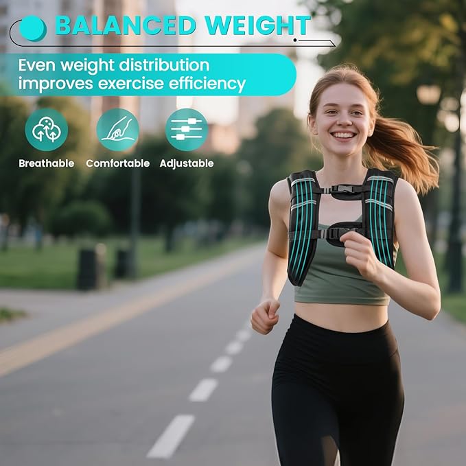 Weighted Vest, 6lb/8lb/12lb/16lb/20lb/30lb for Men, Women with Reflective Stripe, Weight Vests Adjustable for Workout, Strength Training, Running, Fitness, Muscle Building, Weight Loss