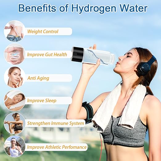 Hydrogen Water Bottle Generator, Portable Hydrogen Water ionizer, Rechargeable Hydrogen-Rich Water Bottle, Suitable for Travel, 420ml,Gift for Women Men, Gift for Friends, Birthday Gift, Black