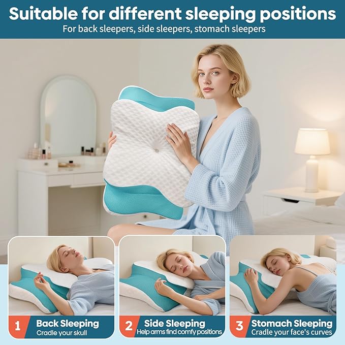 Cervical Pillow for Neck & Shoulder Pain Relief Sleeping - Ergonomic Contour Pillows - Memory Foam Pillow for Side, Back & Stomach Sleepers