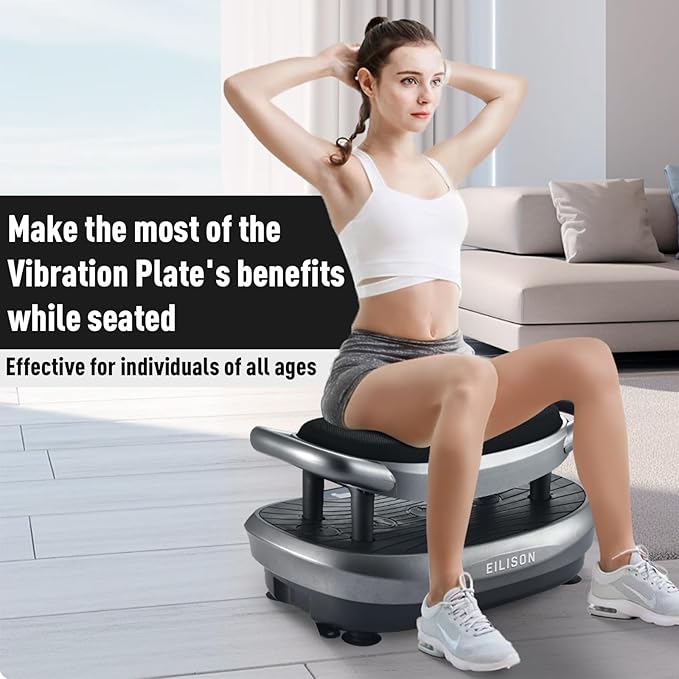 EILISON FITABS 3D Vibration Plate Exercise Machine with Seat - Ocsillation, Pulsation + Vibration Platform, Push Up | Vibration Machine for Lymphatic Drainage, Weight Loss, Recovery