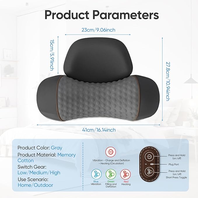 Neck Massager Pillow, 4-in-1 Neck Massager with Heat Massage and Stretching to Relieve Pain Boost Circulation,and Restore Natural Alignment (Dark Gray)