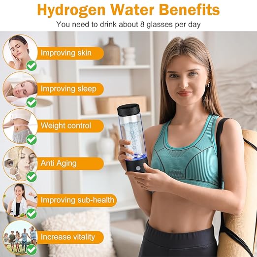 Upgrade Hydrogen Water Bottle, Hydrogen Water Generator with Advanced SPE PEM Tech, High-Efficiency Portable 420ml Water Ionizer 14OZ Hydro Water Machine for Office,Travel,Fitness & Everyday Hydration