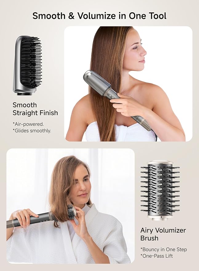 High-Speed Hair Dryer Brush:5 in 1 Blow Dryer Brush with Ionic Technology, Hot Air Styler for Fast Drying, Straightening, Curling & Volumizing, Lightweight Travel Hair Styling Tool
