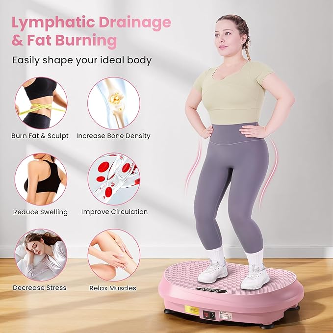 Curved Vibration Plate Exercise Machine, XL Vibration Plate 400 lbs Capacity with 9 Auto Modes and 120 Adjustable Speeds, Whole Body Vibration Plate Machine for Home Women Men
