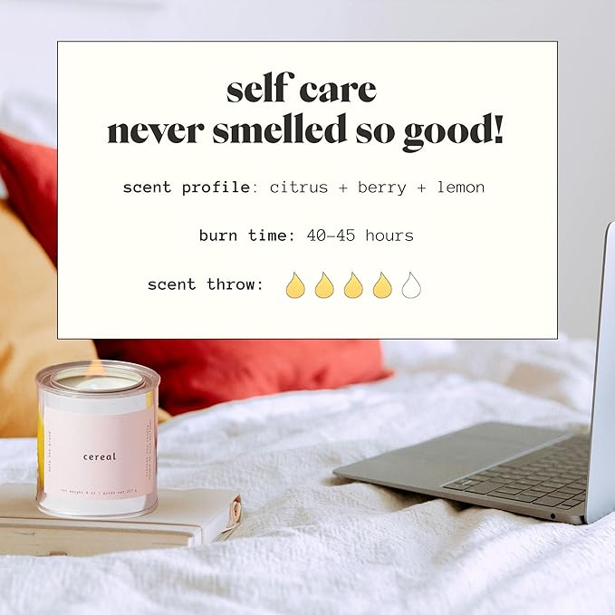 MALA Cereal Scented Soy Candle for Home – Vegan Coconut Wax – 45-Hour Clean Burn – Organic Non Toxic Candles – Gift for Women – Self Care & Room Decor – 6.8 oz (Classic Size)