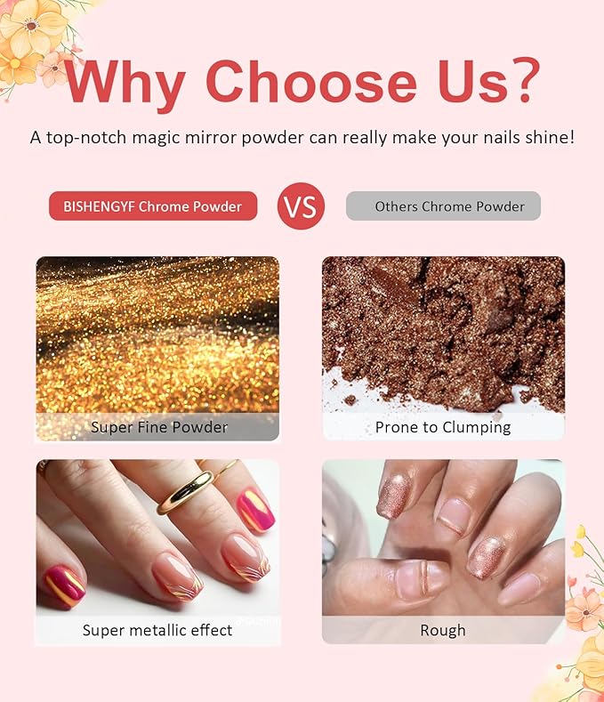 Chrome Nail Powder - Pearl Chrome Nail Powder Glitter Powder, Aurora Chrome Nail Powder Ice Translucent Iridescent Mermaid Pigment Dust Nail Powder Kit For Manicure Decoration DIY