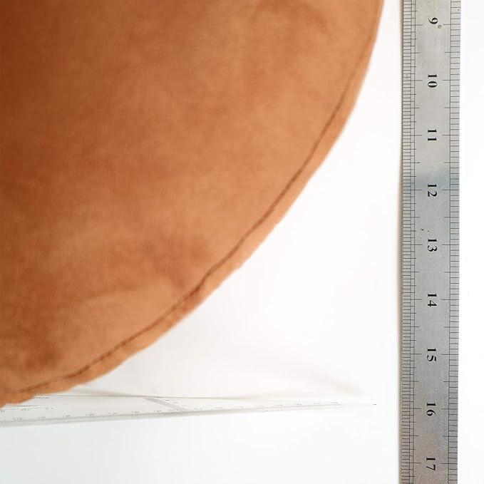 Round Throw Pillow for Kids 16x16 100% Down-like Polyester Filling Super Soft Cushion Ultra Fluffy Feather-like Touch Decorative Round Floor Pillow for Couch Bed Sofa, Brown 1 Piece
