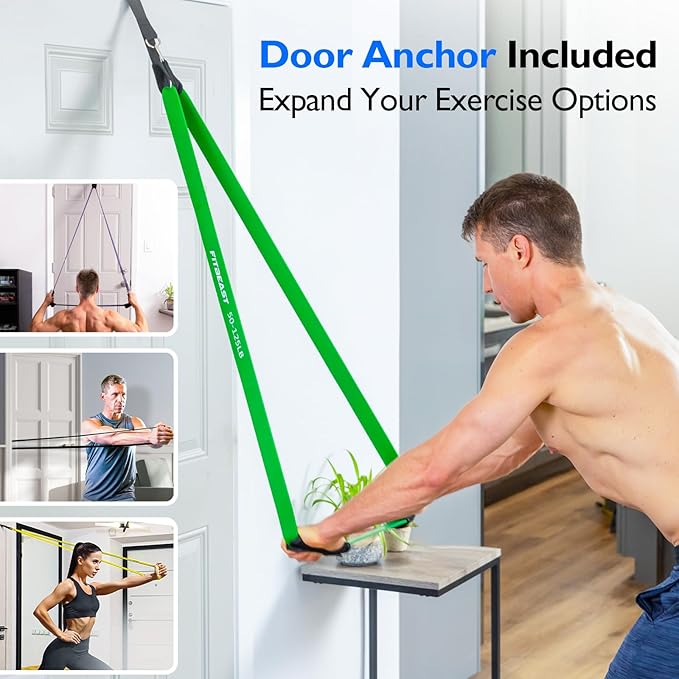 FitBeast Resistance Bands Set, 6 Different Levels, Pull Up Assist Bands for Strength Training, Crossfit, Powerlifting, Muscle Toning, Yoga, Mobility Exercises, Rehabilitation, Full-Body Workout