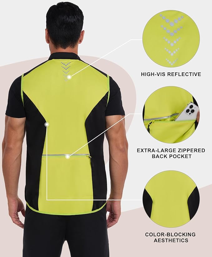 Little Donkey Andy Men's Water-resistant Outerwear Vests, Stretch Windproof Vest for Cycling, Running, Golf