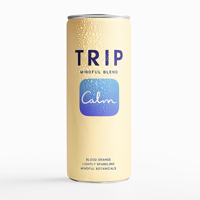 Trip Mindful Blend, Lightly Sparkling Adaptogen Seltzer, 120 MG Magnesium Citrate with Ashwagandha, Lions Mane & L Theanine, No Added Sugar, Low Calorie, Vegan, Blood Orange, 12 Oz, 12Pk
