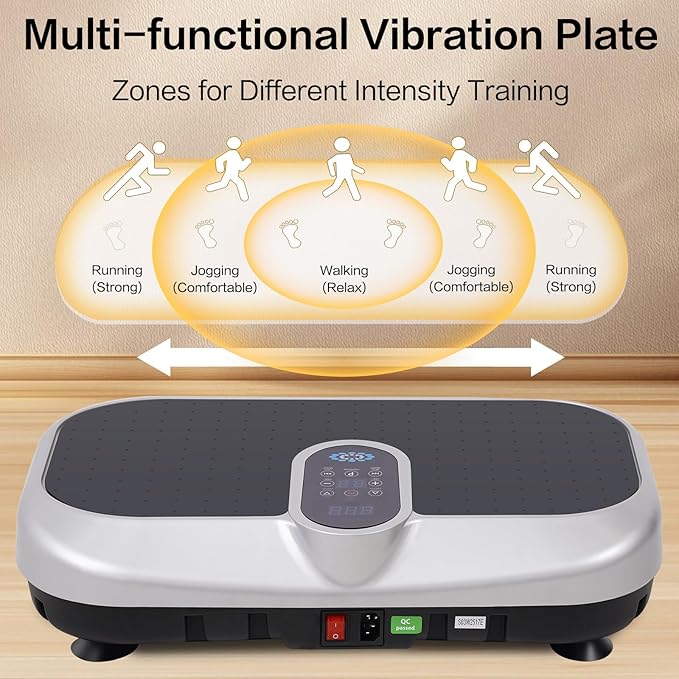 Vibration Plate Exercise Machine, Whole Body Workout Vibration Plates for Lymphatic Drainage with Bluetooth ,120 Adjustable Speeds Vibrate Stand Shake Board Machine for Weights Loss(Silver)