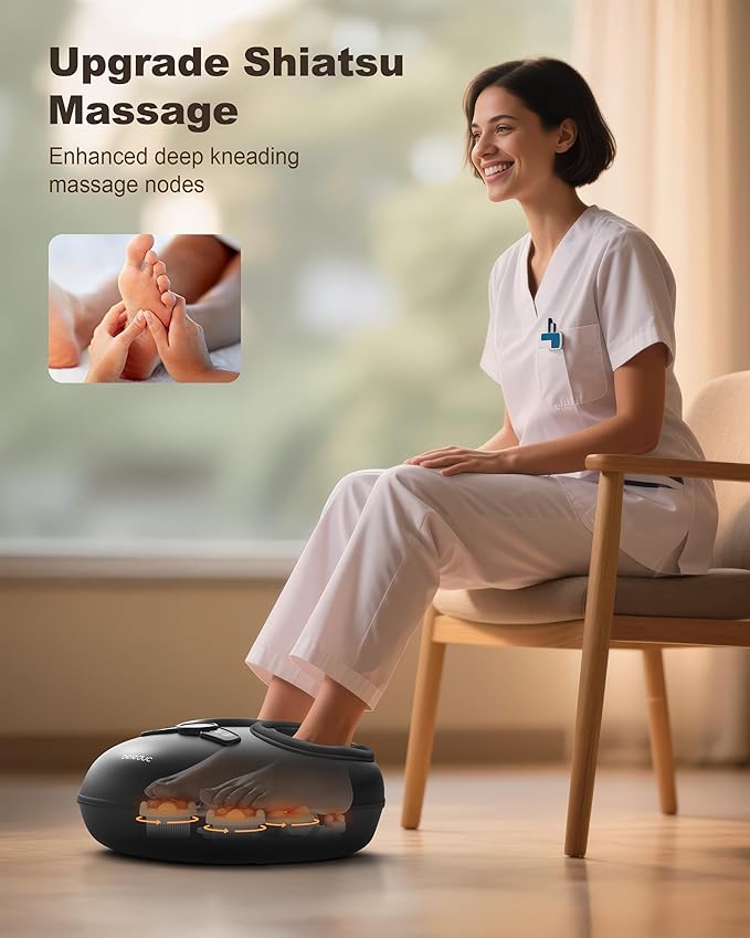 Beleduc Shiatsu Foot Massager with Heat,Compression and Deep Kneading for Plantar Fasciitis,Fits Up to Size 14,Gifts for Women & Men