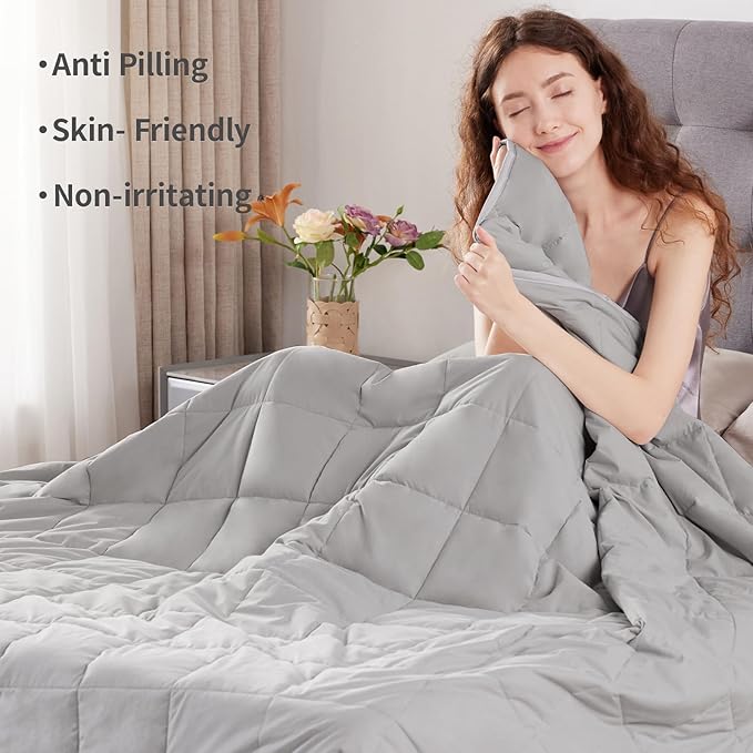 Weighted Blanket Queen/King Size (80"x87" 22lbs),Ultra Soft and Cozy Cooling Weighted Blanket for Adult,Heavy Blanket with Machine Washable Soft Blanket, Stone Grey