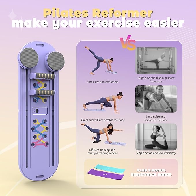 Pilates Reformer Board, Multifunctional Abdominal Pushup Board,Portable and Foldable Pilates Board Unisex Pilates Core Workout Equipment for Home Office Use