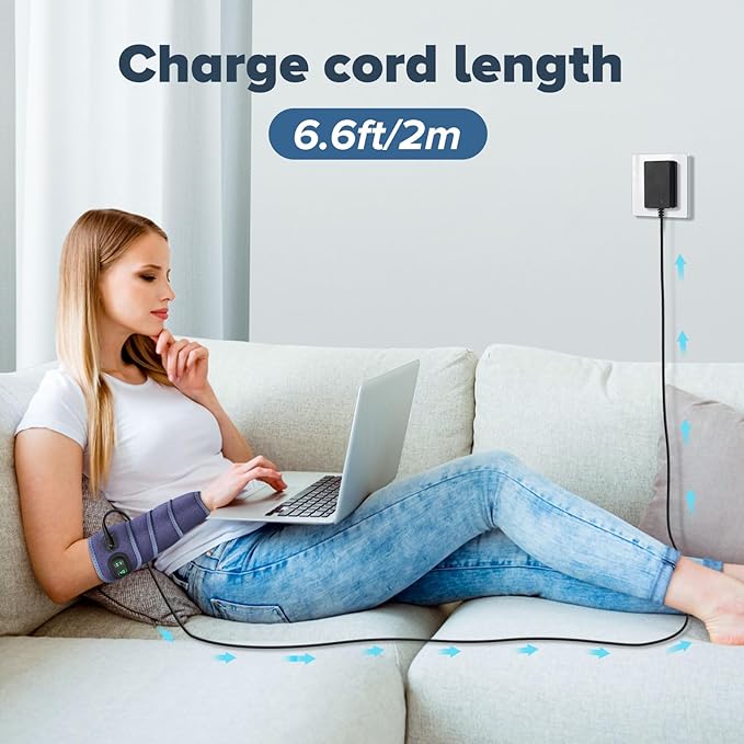 Versatile Heating Pad for Arm, Elbow, Wrist, Leg, Stomach, with 3 Time Settings, 4 Heating Levels, 78 inches Long Cord, Flexible Hot Therapy Wrap for Targeted Pain Relief (Blue)