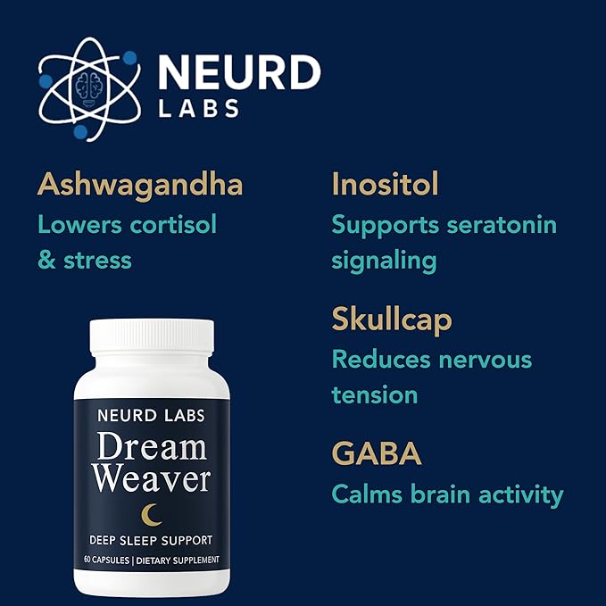 Dream Weaver Sleep Support Supplement with L-Tryptophan, Chamomile, GABA, Ashwagandha, Valerian Root, Goji, L-Theanine