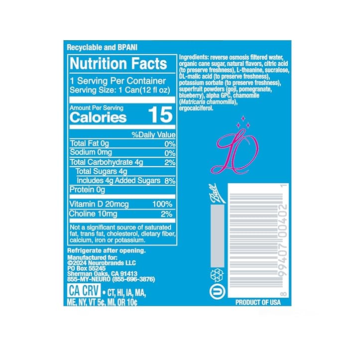 Neuro Bliss White Raspberry, 12 Fl Oz Can (Pack of 12)