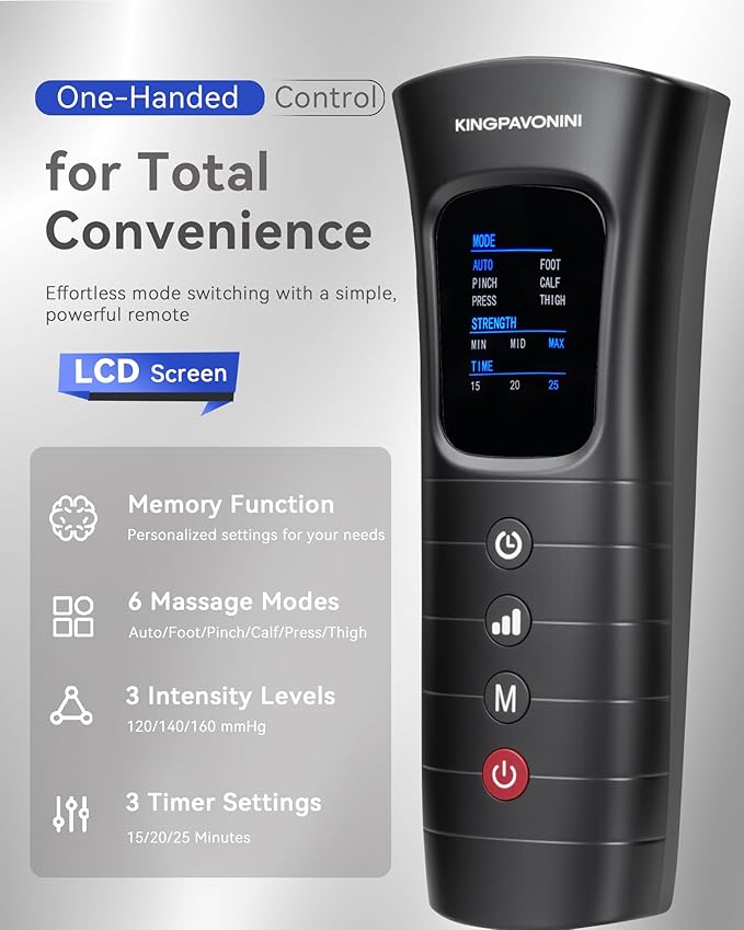 KingPavonini Leg Compression Massager for Circulation, Compression Boots with 6 Modes & 3 Intensities, Full Leg Massager for Circulation and Pain Relief, Recovery Boots Gifts for Men Women
