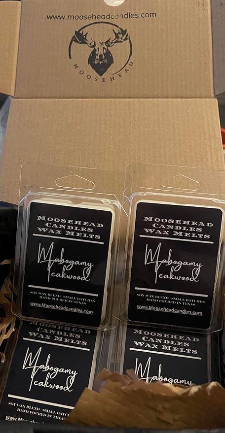 Mahogany and Teakwood Wax Melts 4 Pack Scented Wax Melts, Long-Lasting Soy Wax for Home and Office, Rich and Bold Masculine Fragrance, for Men and Fragrance Lovers