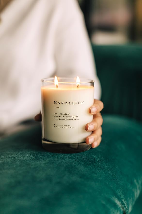 Brooklyn Candle Studio Marrakech Classic 2 Wick Candle - Luxury Scented Candle, Vegan Soy Wax, Hand Poured in The USA, 70 Hour Slow Burn Time - 13oz