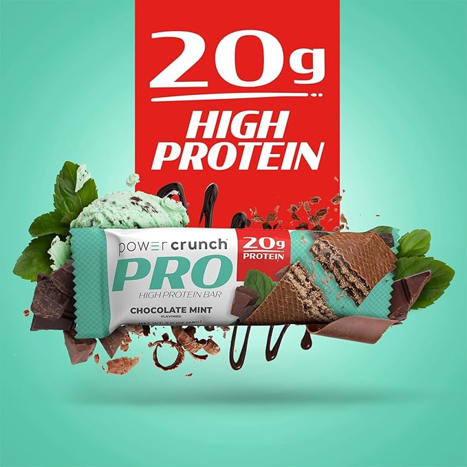 Power Crunch PRO Protein Wafer Bars, High Protein Snacks with Delicious Taste, Chocolate Mint, 2.0 Ounce (4 Count)