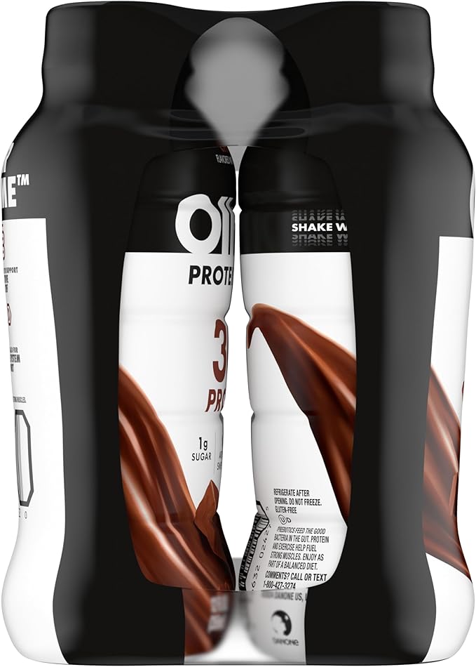 Oikos Protein Shake, Chocolate, 30g High Protein Drinks, Shelf Stable, Ready to Drink, 5g Prebiotic Fiber, 12 fl oz Bottle, 4 Count