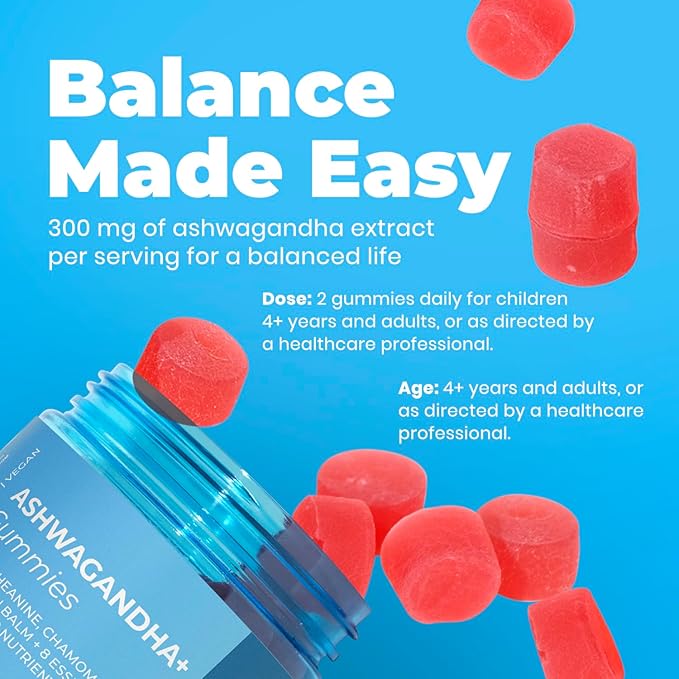 DR. MORITZ Ashwagandha Gummies for Calm, Relaxation, and Immune Support - Ashwagandha for Women and Men - with L-Theanine - Sugar Free and Non-GMO (120 Count)