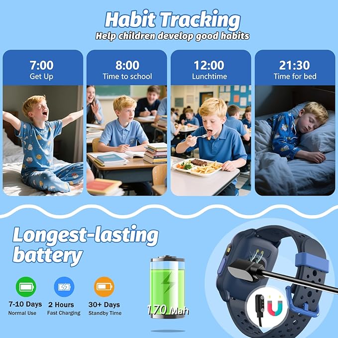 Kids Watch with 140 Sports Modes, 1.5" Kids Fitness Tracker, Boys Smart Watch, No APP/Phone Required, Sleep Monitor, Heart Rate, Puzzle Games, IP68 Waterproof,Gifts for Girls Teens Aged 6-15