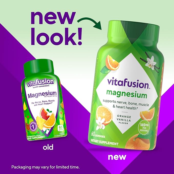 vitafusion Magnesium Gummy Supplement, Bring calm to your vitamin routine, Tropical Citrus Flavor, 60 Gummies