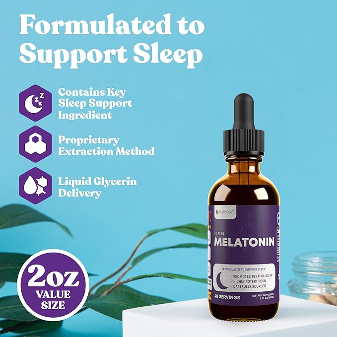 Rejuvica Health Active Melatonin for Sleep Support - Convenient Liquid Formula Absorbs Fast & Tastes Great - 3 Pack