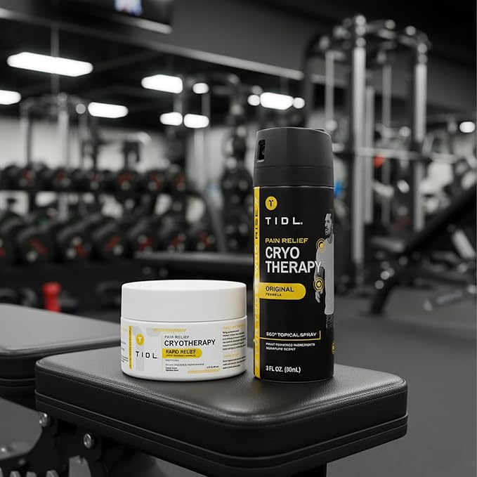 TIDL Plant Powered Cryotherapy Spray & Performance Cream Set – Post-Workout Full Body Recovery Spray (3.4oz) & Cream (3oz) – Muscle & Joint Pain Relief – Organic Plant-Based Formula