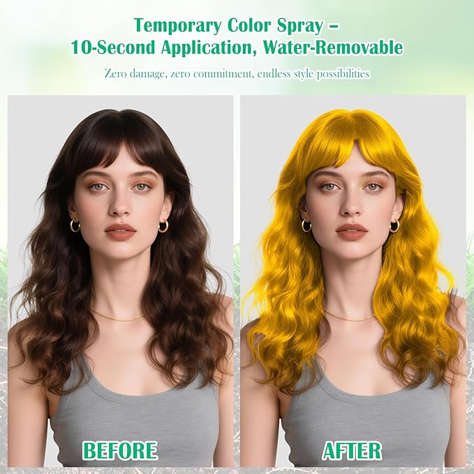 Gold Blonde Yellow Hair Spray Temporary Hair Color Spray for Kids Women Men, Washable Temporary Blonde Gold Hair Dye Paint Wax Hairspray for Halloween Cosplay Festival Party Costume Makeup DIY,4.06 oz