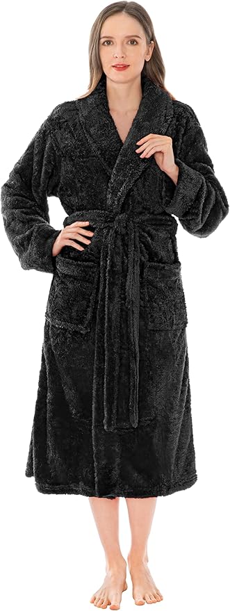 PAVILIA Premium Womens Plush Soft Robe Fluffy, Warm, Fleece Sherpa Shaggy Bathrobe