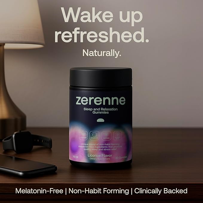 Sleep & Relaxation Gummies, Melatonin-Free Natural Sleep Aid, Stress Relief, Non-Habit Forming Formula, Saffron, Valerian Root, L-Theanine & B12, Licorice Berry, 60 ct 9.6 oz