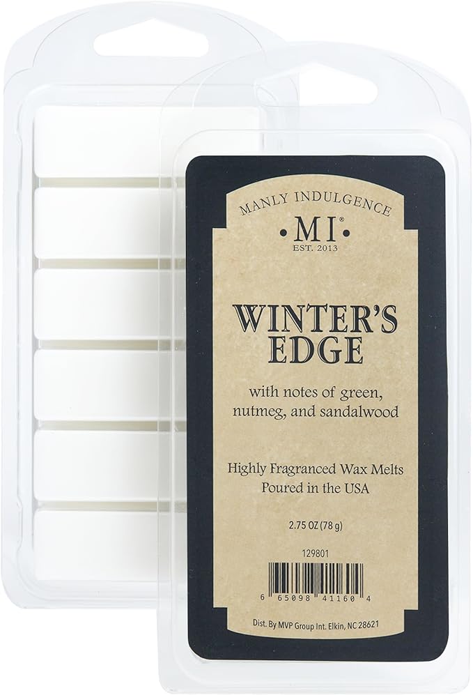 Manly Indulgence Winters Edge Scented Wax Melts, Wax Melt Warmer Cubes, Long Lasting Scented Wax Warmer Cubes, 4 Pack, 6 Cubes Each - Made in The USA
